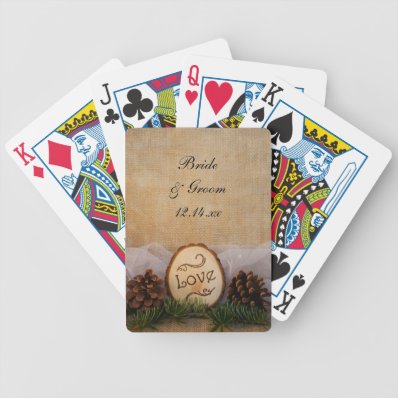 Rustic Pines Woodland Wedding Playing Cards