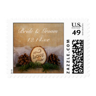Rustic Pines Woodland Wedding Postage Stamp