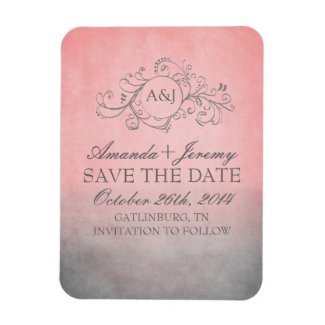 Rustic Pink and Grey Bohemian Save The Date Rectangular Magnet
