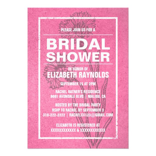 Rustic Pink Bridal Shower Invitations