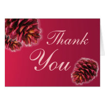 Rustic pink brown pine cone thank you cards