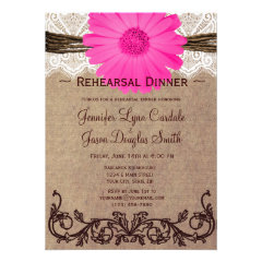 Rustic Pink Daisy Rehearsal Dinner Invitations