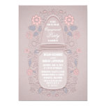 Rustic Pink Floral Mason Jar Engagement Party Card