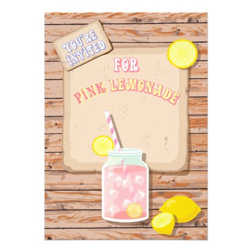 Rustic Pink Lemonade Birthday Party Invitations