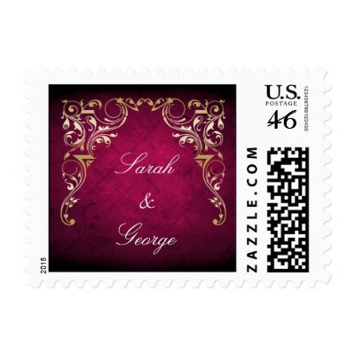 rustic pink regal  wedding stamps