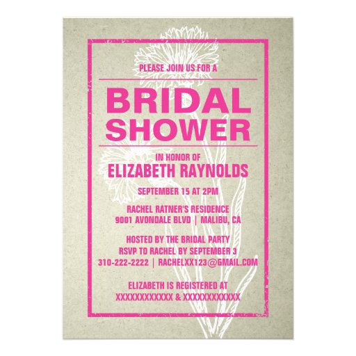 Rustic Pink & White Bridal Shower Invitations