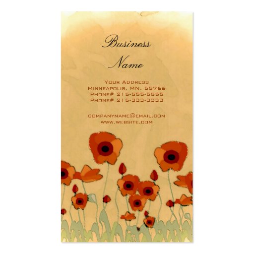Rustic Poppy Business Card (back side)