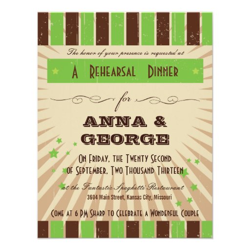 Rustic Poster: Apple Green Rehearsal Dinner Announcements