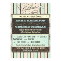 Rustic Poster: Blue & Cocoa Custom Wedding invitations