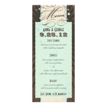 Rustic Poster: Blue & Cocoa Custom Wedding Menu invitations