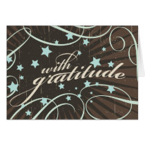 Rustic Poster: Blue & Cocoa Swirls Thank You cards
