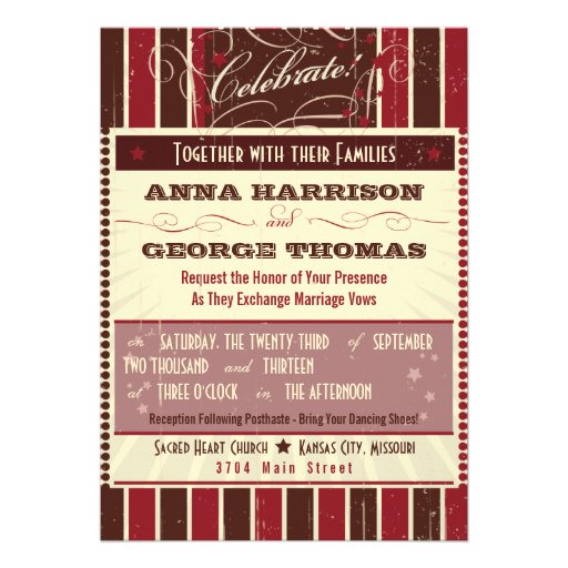 Rustic Poster: Chocolate Burgundy Custom Wedding Personalized Announcement