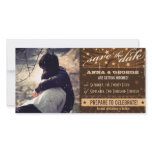 Rustic Poster: Cream &amp; Brown Custom Save the Date Personalized Photo Card