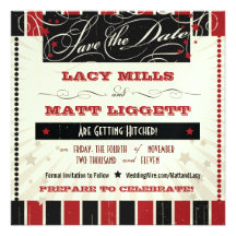 Rustic Poster: Red & Black Custom Save the Date Custom Announcement