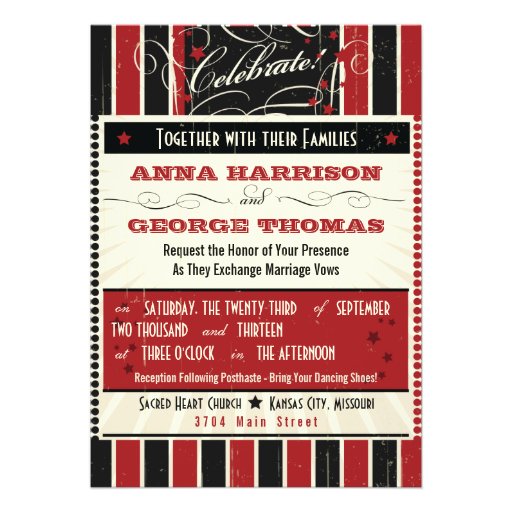 Rustic Poster: Red & Black Custom Wedding Announcements