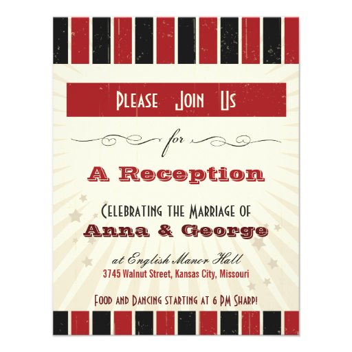 Rustic Poster: Red & Black Reception Only Invitation