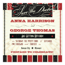 Rustic Poster: Red & Black Save the Date Personalized Announcement
