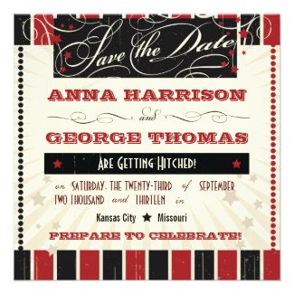 Rustic Poster: Red & Black Save the Date Personalized Announcement