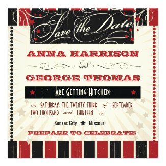 Rustic Poster: Red & Black Save the Date Personalized Announcement