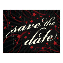 Rustic Poster: Red & Black Save the Date Post Card