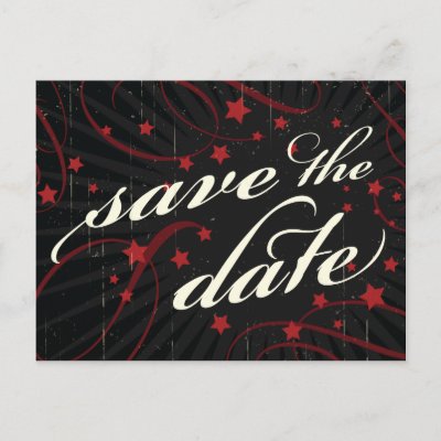 Rustic Poster: Red & Black Save the Date Post Card