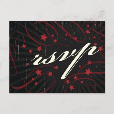 Rustic Poster: Red & Black Wedding RSVP Post Card