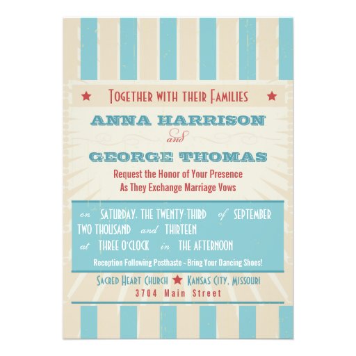 Rustic Poster: Red, White & Blue Custom Wedding Announcements