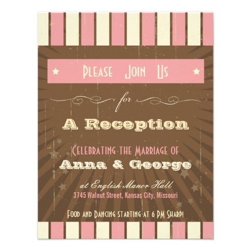 Rustic Poster: Strawberry Mousse Reception Only Custom Invitations
