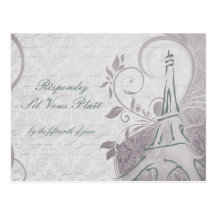 Rustic Poster: Subtle Teal & Purple RSVP Postcards
