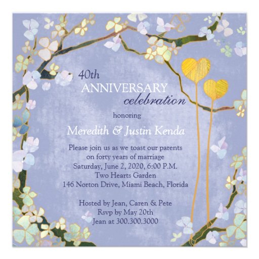 Rustic Powder Blue Wedding Anniversary Invitations (front side)