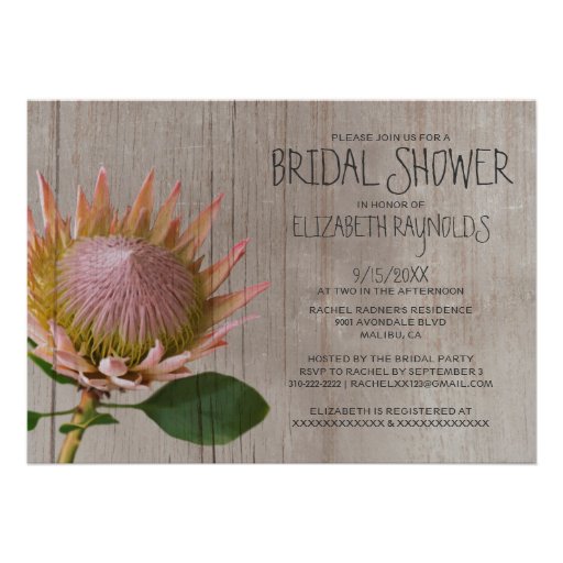 Rustic Protea Bridal Shower Invitations