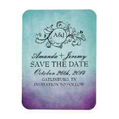 Rustic Purple and Teal Bohemian Save The Date Rectangular Magnet