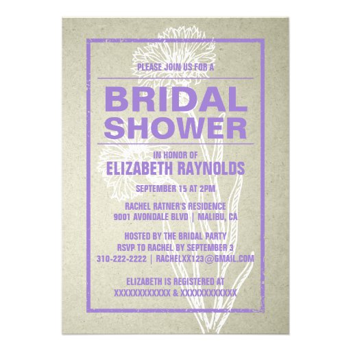 Rustic Purple Bridal Shower Invitations