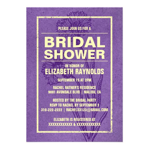 Rustic Purple & Gold Bridal Shower Invitations