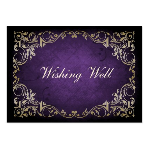 rustic purple regal wishing well cards business card template (front side)