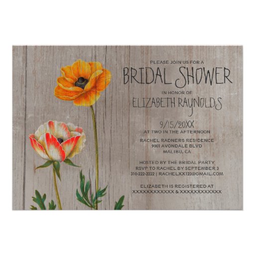 Rustic Ranunculus Bridal Shower Invitations