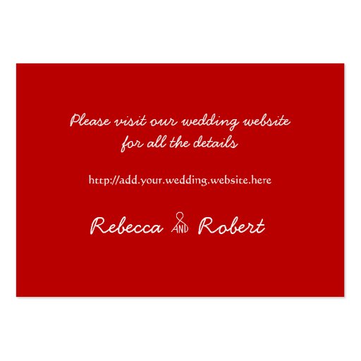 Rustic Red, 100 Wedding Website Enclosure Cards Business Cards (front side)
