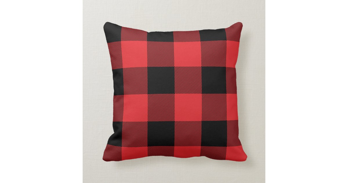 Rustic Red and Black Buffalo Check Plaid Throw Pillow Zazzle