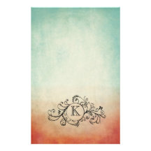 Rustic Red and Blue Bohemian  Flourish Customized Stationery