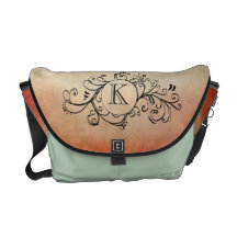 Rustic Red and Teal Bohemian  Flourish Courier Bag