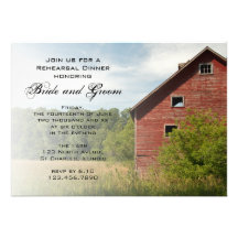 Rustic Red Barn Country Rehearsal Dinner Invite