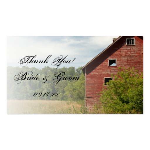 Rustic Red Barn Country Wedding Favor Tags Business Card Templates (front side)