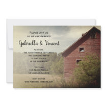 Rustic Red Barn Country Wedding Invitation