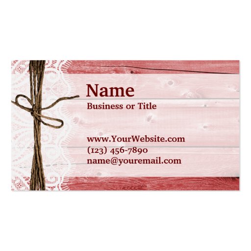 Rustic Red Barn Wood Business Cards (front side)