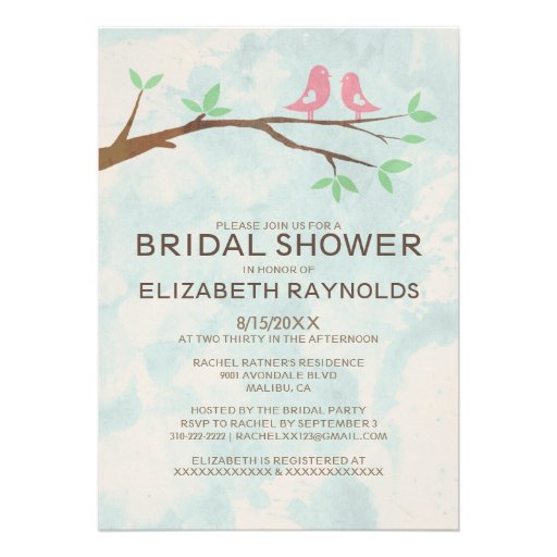 Rustic Red Bird Bridal Shower Invitations