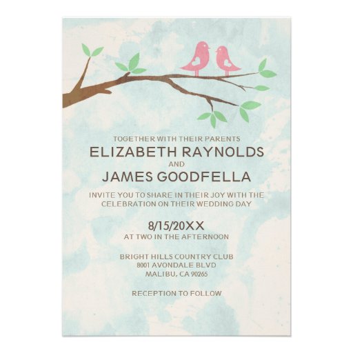 Rustic Red Bird Wedding Invitations