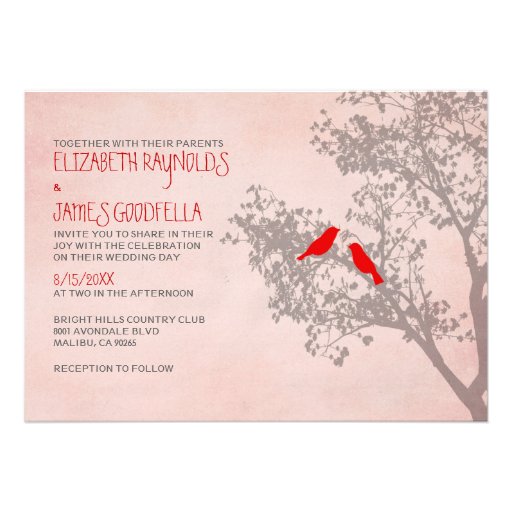 Rustic Red Birds Wedding Invitations