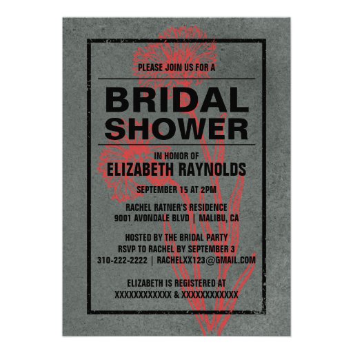 Rustic Red & Black Bridal Shower Invitations