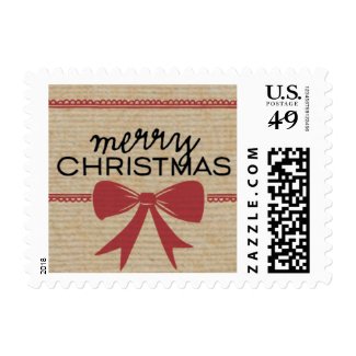 Rustic Red Bow & Ribbon Holiday Stamp