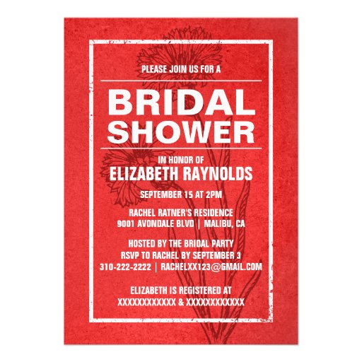 Rustic Red Bridal Shower Invitations